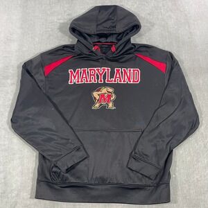 Maryland Terrapins NCAA Mens Small Black Red Pullover‎ Hoodie Sweatshirt